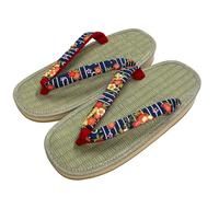 momoten] Japanese made zori, traditional Japanese sandals, leather-soled sandals, footwear, vinyl folding style, for women, for festive daily wear igusa, "Rush Grass, Yuzen Style Flower2 (Navy) Round