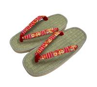 momoten] Japanese made zori, traditional Japanese sandals, leather-soled sandals, footwear, vinyl folding style, for women, for festive daily wear igusa, "Rush Grass, Yuzen Style Flower2 (Red) Round