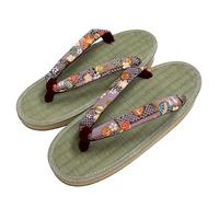 momoten] Japanese made zori, traditional Japanese sandals, leather-soled sandals, footwear, vinyl folding style, for women, for festive daily wear igusa, "Rush Grass, Yuzen Style Flower1 (Purple