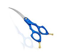 Momotou 6.5'' Small Curved Dog Grooming Scissors Professional Trimming Shears with Ultra-Lightweight Offset Handle 440C Stainless Steel Pet Scissors for Face and Paws