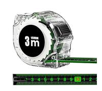 MOMOTOU Manual High Precision Transparent Self Locking Fluorescent Steel Tape Measure Retractable Graduated Tape Measure Household Woodworking Plumber Steel Tape Measure (3m*19mm)