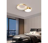 MOMOYY Ceiling Lights,Modern LED Arylic 2 Ring 48W 4000LM Flush Chandeliers,Dimmable with Remote Control Ceiling Lighting,for The Living Room, Bedroom, Dining Room and Hallway (Gold, 50CM)