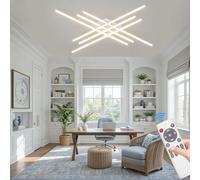 MOMOYY Dimmable Led Ceiling Lights Modern Living Room Ceiling Lamp with Remote Controls Lighting 112w High Brightness Large Lights Bedroom Ceiling Light Office Ceiling Lighting (White, 6 Ø120cm)