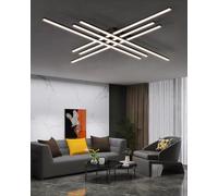 MOMOYY Modern Geometric LED Ceiling Light with Remote Control - 6-Headed Dimmable Chandelier for Living Room, Bedroom & Office, Adjustable Color Temperature 3000K-6000K (Black, M)