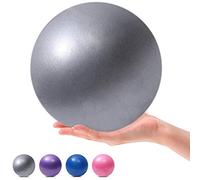 MOMPLUS 9 Inch Exercise Pilates Mini Yoga Balls Barre for Home Stability Squishy Training Physical Therapy Improves Balance with Inflatable Straw(Grey)