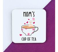 Mom's Cup of Tea Coaster, Printed Square Drinks Mat, Mother's Day, Birthday Gifts for Mom