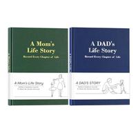 Mom's & Dad's Life Story Journals,Leather Hardcover Journals,300+ Guided Questions,Family Keepsake Book,Share Memories,Gift for Parents on Mother’s Day, Father’s Day, Christmas & Birthdays(Green+Blue)