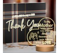 Mom's Night Light - Engraved Acrylic Heart, Mother's Day & Birthday Gift, Home Decor