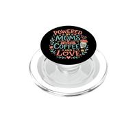 Moms Powered By Coffee and Love Funny Exhausted Mom PopSockets PopGrip for MagSafe