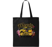 Mom's Taxi Fueled by Coffee and Kids Natural Cotton Tote Bag Black