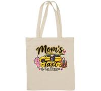 Mom's Taxi Fueled by Coffee and Kids Natural Cotton Tote Bag White