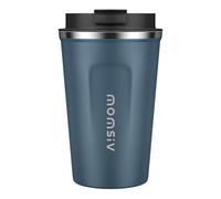 MOMSIV Blue Coffee Cup, Vacuum Reusable Leakproof Double Wall Coffee Cup, Insulation Stainless Steel Eco-Friendly Travel Office Mug for Hot Coffee Tea and Cold Drinks, 13oz/380ml