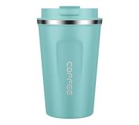 MOMSIV Coffee Cup, 380ml Vacuum Reusable Leakproof Double Wall Coffee Cup, Insulation Stainless Steel Eco-Friendly Travel Office Mug for Hot Coffee Tea and Cold Drinks, Lightblue
