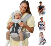Baby Carrier, MOMTORY Baby Carrier Newborn to Toddler, Safety-Certified 6-in-1 Carrier with Hip Seat, Detachable Baby Holder Carrier, Soft Ergonomic Toddler Support Carrier for 7-50lbs- Grey