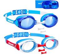 MOMUSE 2PC Kids Swim Goggles 4-16 with 3-Size Nose Pads, Pool Googles Leak-Proof Anti-Fog & UV Clear Vision, Swimming Goggles for Toddler/Youth Boys Girls