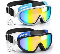 MOMUSE 2PC Kids Swim Goggles with Comfort Fabric Strap, Swimming Goggles with UV Protection & Anti-Fog Lens, No Leaking & Wide View Pool Beach Goggles Glasses for Toddler Youth Teen Boys Girls 3-14