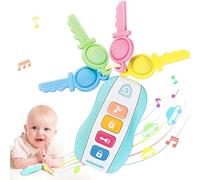 MOMUSE Baby Car Keys Teether Musical Toy, Food Grade Teething Relief Toys for Babies 6 9 12 18 Months, Travel Learn Sensory Toys Gifts for Infant Baby Boys & Girls