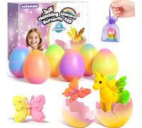 MOMUSE Hatching Unicorn Eggs for Kids 6PCS, Rainbow Surprise Eggs with Mini Unicorns & Butterflies & Reusable Charm Pouches, Blind Box Craft Kits for Kids 3-5, Easter Gift for Girls Boys 3 4 5 6 7 8