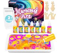 MOMUSE Marbling Paint Art Kit for Kids with Dual Trays, Passed Toxicology, Metallic Gold Water Marble Painting Kit, Creative Art Craft Kits Ideal Toys Gifts for Girls & Boys Ages 6+