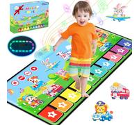 MOMUSE Music Mat with 80 Sounds, Large Piano Mat with 10 Animals & 10 Cars, Musical Toys for Toddlers 1-3, Floor Keyboard Dance Mat Gifts for 1 2 3 Years Old Boys Girls (110cm*45cm)
