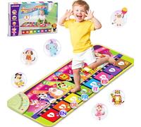 MOMUSE Piano Music Mat 5-Language (EN/DE/FR/IT/ES) for 1 2 3 4 Year Old Boys Girls, Multilingual Education Baby Mat with 9 Animals & Recording, Toddler Infant Kids 1+ Christmas Birthday Present