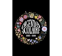 Mon Agenda Scolaire 2025 2026 Noir: Planificateur Journalier | De Septembre à Juillet | Primaire College Lycee | Pour Fille et Garcon