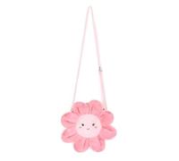 MON AMI Flower Crossbody Purse - 8" Plush Floral Shoulder Bag with Adjustable Strap, Zipper Closure, Soft Velour Petals, and Cute Embroidered Face - Adorable Purse for Girls, Toddler Accessories