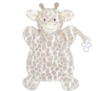 MON AMI Gentry Giraffe Pacifier Holder & Security Blanket, 12-Inch Plush | giraffe stuffed animal, pacifier lovey design, baby security blanket, soft plush hand puppet, soothing travel buddy piece