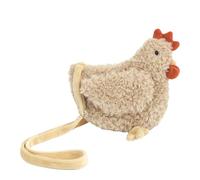 MON AMI Hazel Hen Crossbody Purse - 8.5" Plush Chicken Shoulder Bag with Adjustable Strap, Zipper Closure, Soft and Cute Embroidered Design - Adorable Purse for Girls, Toddler Accessories, Fun Gift