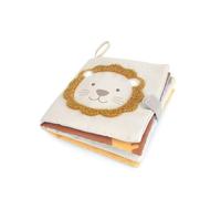 MON AMI Safari & Friends Soft Baby Book - 6" Sensory Crinkle Cloth Book for Babies & Toddlers with 3D Bunny Ears, Velcro Closure, Interactive Learning Toy, Newborn Shower Gift, Travel-Friendly
