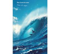 Mon carnet de notes Coeur de vague: 100 pages lignées A5 - Surfer en mer - Océan bleu - pour notes personnelles