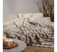 Mon Chateau 60" x 70" Dream Faux Fur Throw, Marble Print Plush Luxury Blanket for Couch, Sofa, or Bed, Soft Reversible Throw Blanket for Sleeping, Home & Room Decor, Driftwood Bubble