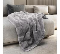 Mon Chateau 60" x 70" Faux Fur Throw Blanket - Reversible Soft Blanket for Queen-Size Bed, Couch, or Sofa, Cozy Home Decor and Stylish Living Room Comfort in Grey