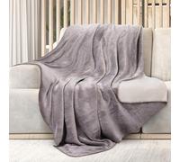 Mon Chateau 60" x 70" Melange Flannel Throw Blanket - Contrast Stitching Soft Blanket for Queen-Size Bed, Couch, or Sofa, Cozy Home Decor and Stylish Living Room Comfort in Brown