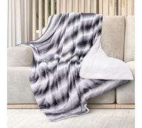Mon Chateau 60" x 70" Ultra-Plush Flannel Throw Blanket - Stripe Print Soft Blanket for Queen-Size Bed, Couch, or Sofa, Cozy Home Decor and Stylish Living Room Comfort