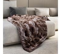 Mon Chateau Premium Reversible Luxury Faux Fur Throw for Couch, Sofa, or Bed - Plush Cozy Soft Blanket for Sleeping or Home Décor, 60" x 70" (Ruched Dark Brown)