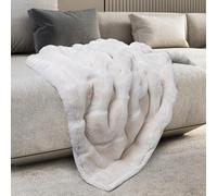 Mon Chateau Premium Reversible Luxury Faux Fur Throw for Couch, Sofa, or Bed - Plush Cozy Soft Blanket for Sleeping or Home Décor, 60" x 70" (Ivory)