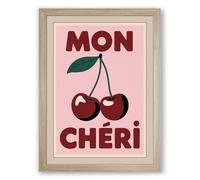 Mon Chéri Retro Framed Wall Art Print A1 (84.1×59.4cm) Oak, Wall Decor for Living Room, Bedroom, Office & Home, Ready to Hang, Art Gift