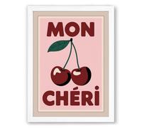 Mon Chéri Retro Framed Wall Art Print A1 (84.1×59.4cm) White, Wall Decor for Living Room, Bedroom, Office & Home, Ready to Hang, Art Gift