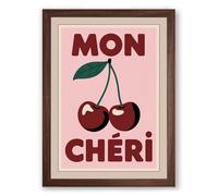 Mon Chéri Retro Framed Wall Art Print A3 (42×29.7cm) Walnut, Wall Decor for Living Room, Bedroom, Office & Home, Ready to Hang, Art Gift