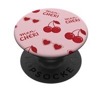 Mon Cheri Y2K Cherry Pink Preppy Coquette Aesthetic Pattern PopSockets Adhesive PopGrip