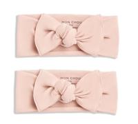 MON CHOU Baby Bow for Girls 100% Organic Pima Cotton Jersey Headband Hair Accessories Newborn Toddler Kids Adjustable Super Soft One Size