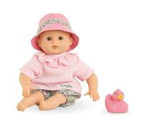 Mon Premier Poupon Bath Baby Coralie Soft Body Bath Doll with Bath Animal, Sleeping Eyes, Removable Clothes, Vanilla Fragrance, 30 cm, from 18 Months