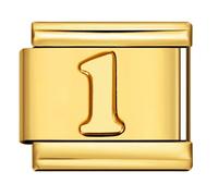 Mon & Sons 1 One Number Age Birthday Birth Month Date Anniversary Yellow Gold Silver Italian 9mm Link Stainless Steel Bracelet Compatible With Modular 9mm Link