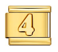 Mon & Sons 4 Four Number Age Birthday Birth Month Date Anniversary Yellow Gold Silver Italian 9mm Link Stainless Steel Bracelet Compatible With Modular 9mm Link