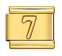 Mon & Sons 7 Seven Number Age Birthday Birth Month Date Anniversary Yellow Gold Silver Italian 9mm Link Stainless Steel Bracelet Compatible With Modular 9mm Link