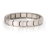 Mon & Sons 9mm Matte Silver Gold Red Rose Black Blue Pink Link Starter Bracelet Silver Italian Stainless Steel Compatible With Modular Charm Bead (Silver Matte Link Starter Bracelet)