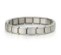 Mon & Sons 9mm Matte Silver Gold Red Rose Black Blue Pink Link Starter Bracelet Silver Italian Stainless Steel Compatible With Modular Charm Bead (Titanium Matte Link Starter Bracelet)