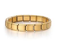 Mon & Sons 9mm Matte Silver Gold Red Rose Black Blue Pink Link Starter Bracelet Silver Italian Stainless Steel Compatible With Modular Charm Bead (Gold Matte Link Starter Bracelet)