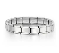 Mon & Sons 9mm Silver Gold Rose Cross Heart Paw Dolphin Horse Ying Yang Link Starter Bracelet Italian Stainless Steel Compatible With Modular Charm (Silver Starter Bracelet)